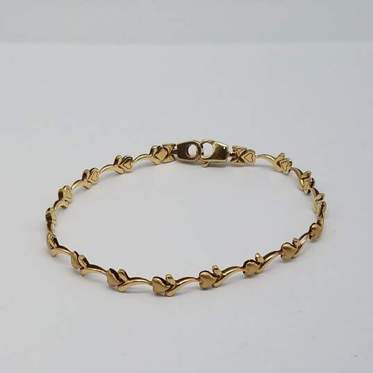 14k Gold Heart Link Bracelet 4.8g image number 1