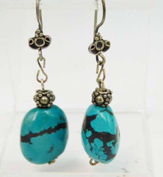 Artisan 925 Magnesite Earrings & Liquid Silver Necklace 17.8g image number 2
