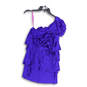 Womens Purple One Shoulder Ruffle Stretch Pullover Bodycon Dress Size XXS image number 3