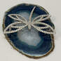 Designer Swarovski Silver-Tone Rhinestone Dragonfly Shape Brooch Pin image number 1