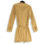 NWT Womens Tan Long Sleeve Belted Button Front Shirt Dress Size Large image number 2