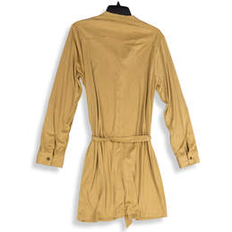 NWT Womens Tan Long Sleeve Belted Button Front Shirt Dress Size Large alternative image