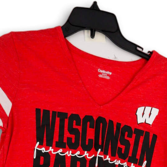 Womens Red Short Sleeve Wisconsin Badger NCAA Pullover T-Shirt Size S image number 3