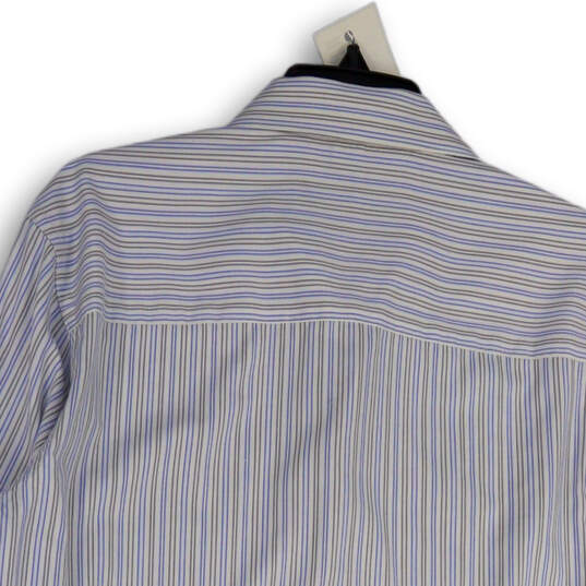 Mens White Blue Striped Long Sleeve Collared Dress Shirt Size 15.5 32/33 image number 4