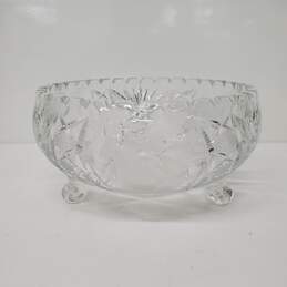 VTG 3-Toed Footed Floral Decorative Lead Crystal Candy Bowl