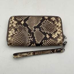 Michael Kors Womens Brown Snakeskin Print Zipper Clutch Zip-Around Wallet alternative image