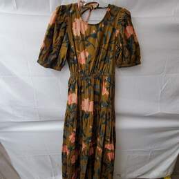 Conditions Apply Anthropologie Brown Floral Short Sleeve Maxi Dress Size S