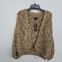Brown Knit Open Front Cardigan