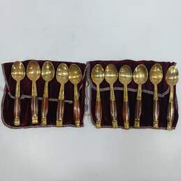 11 Thai Brass and Teak Wood Spoons w/Wrap alternative image
