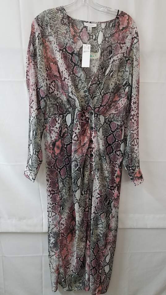 Reptile Print Shirt Dress In Pink Topshop Size 12 image number 1