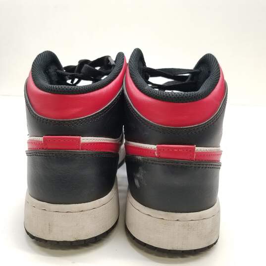 Nike Air Jordan 1 Mid Sneakers Noble Red Black 6.5 Youth Women's 8 image number 3