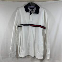 Men's White Tommy Hilfiger Long Sleeve Polo, Sz. XL