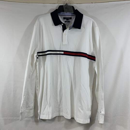 Men's White Tommy Hilfiger Long Sleeve Polo, Sz. XL image number 1