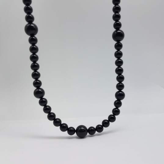 Sterling Silver Onyx Bead 29 1/2 Inch Toggle Necklace 81.3g image number 1