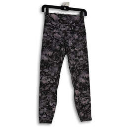 Womens Black Pink Floral Elastic Waist Pull-On Compression Leggings Size 6 alternative image