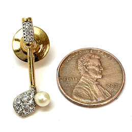 Designer Swarovski Gold-Tone Rhinestone Pearl Fashionable Brooch Pin alternative image