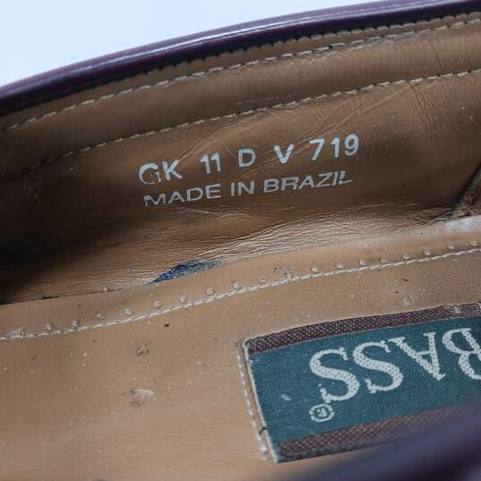 Mens V719 Burgundy Leather Flat Slip On Moc Toe Tasseled Loafer Shoes Size 11 D image number 6