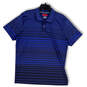 Mens Blue Striped Long Sleeve Stretch Collared Golf Polo Shirt Size XL image number 1