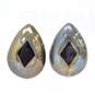 Taxco 925 Modernist Black Enamel Dome Teardrop Earrings & Twist Link Bracelet image number 2
