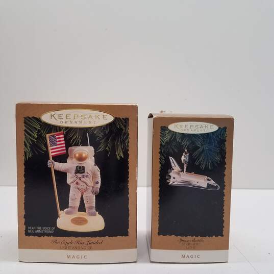 Lot of 2 Hallmark Keepsake Ornaments: Space Shuttle and The Eagle Has Landed image number 1