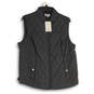 NWT Womens Gray Sleeveless Mock Neck Full-Zip Quilted Vest Size Large image number 1