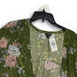 NWT Womens Green Floral Dolman Sleeve Open Front Cardigan Size 2 image number 3