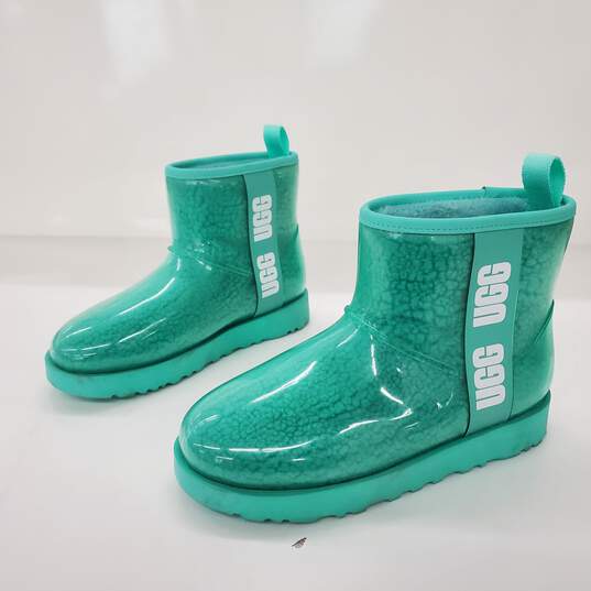 UGG Women's Classic Clear Mini Teal Waterproof Rain Boots Size 7 image number 1