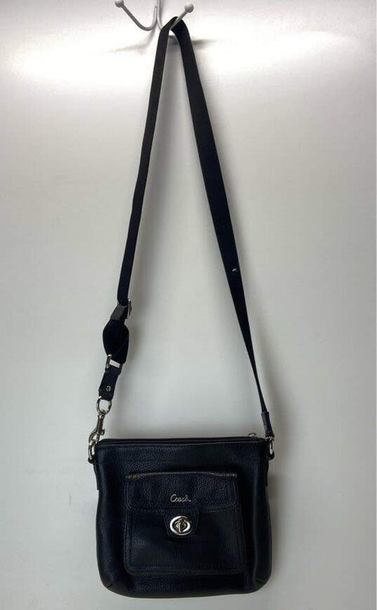 Coach Pebble Leather Crossbody Bag Turn-Lock Closure Silver Hardware Black image number 3