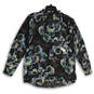 NWT Womens Black Blue Floral V Neck Long Sleeve Pullover Blouse Top Size M image number 1