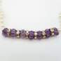 14K Gold Amethyst FW Pearl Crystal 17in Necklace 13.7g image number 1