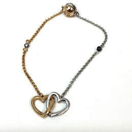 Designer Swarovski Two-Tone Rhinestone Heart Shape Charm Bracelet With Box alternative image