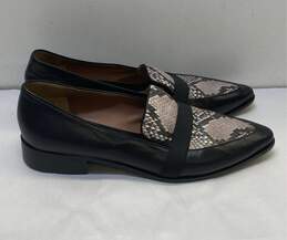 Sportmax Italy Black Snakeskin Print Leather Loafers Shoes Women's Size 40