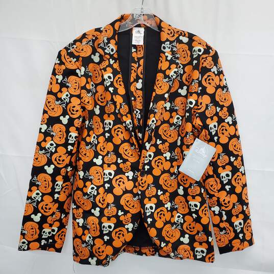 MEN'S DISNEY MICKEY MOUSE PUMPKIN GLOW IN THE DARK BLAZER JACKET SIZE SMALL NWT image number 1