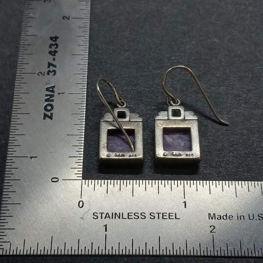 Bundle of 3 Sterling Silver Purple Stoned Earrings image number 5
