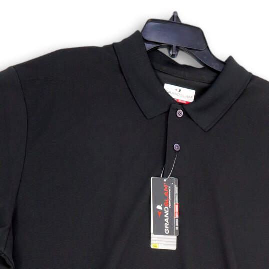 NWT Mens Black Short Sleeve Collared Performance Golf Polo Shirt Size 2XL image number 3