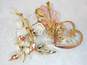 VNTG Variety Gold Tone Flower Rhinestone & Faux Pearl Brooches 58.2g image number 2