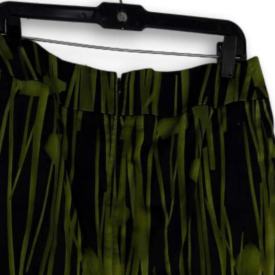 NWT Womens Green Black Pleated Back Zip Short A-Line Skirt Size 6 image number 4