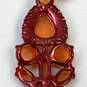 Designer J. Crew Gold-Tone Orange Red Crystal Cut Stone Drop Earrings image number 3