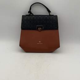 Nanette Lepore Womens Brown Black Leather Inner Pocket Top Handle Bag Purse
