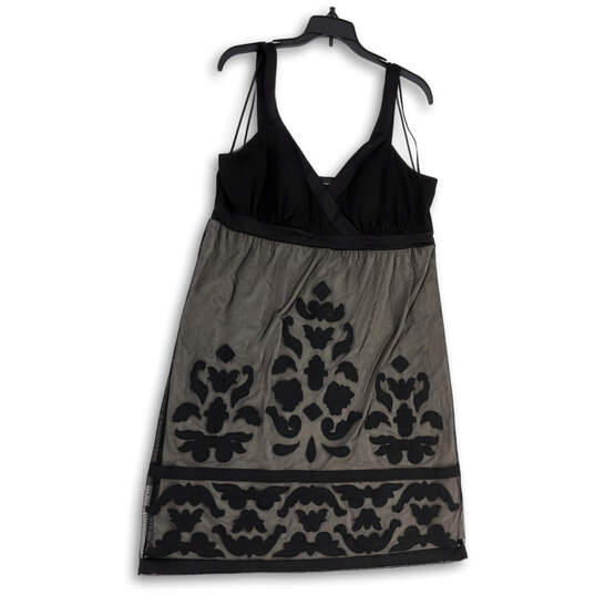 Womens Black Gray Embroidered Sleeveless V-Neck Stretch Mini Dress Size XL image number 1