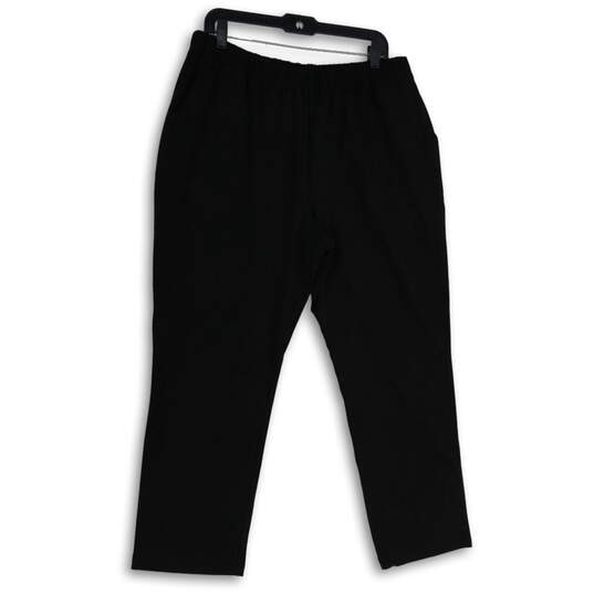 Womens Black Elastic Waist Slash Pocket Pull-On Ankle Pants XL Petite image number 1