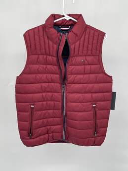 Unisex Maroon Sleeveless Full Zip Puffer Vest Size Medium T-0528020-C