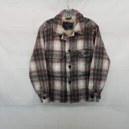 Abercrombie & Fitch Gray & Maroon Plaid Button Up Shacket WM Size XS NWT