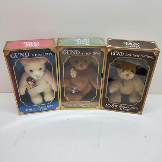 Lot of 3 Assorted Gund Limited Edition Collectible Bear Plushes image number 1
