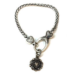Designer Brighton Silver-Tone Braided Chain Detachable Heart Charm Bracelet alternative image