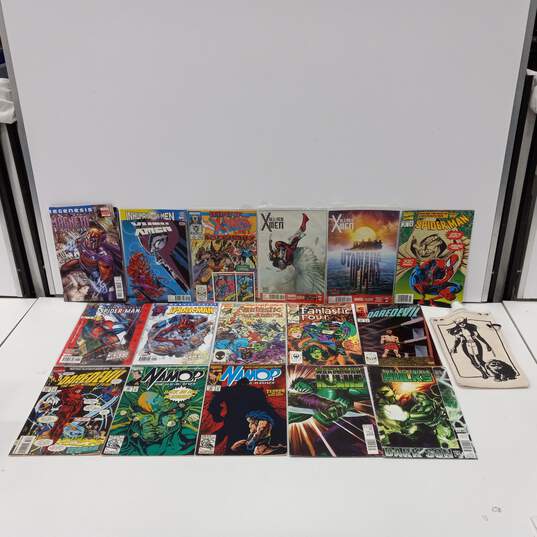 16pc Bundle of Assorted Marvel Comic Books w/Canvas Water Bag image number 1