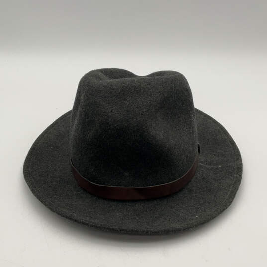 Mens Gray A199-001 Wool Leather Band Fashionable Fedora Hat One Size image number 2