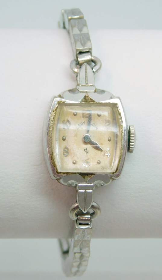 Women's VNTG Elgin White Gold Filled 21j Mechanical Watch image number 1