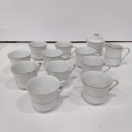Style House Fine China Brocade Tea Set: 10 Tea Cups, Cream And Sugar Set