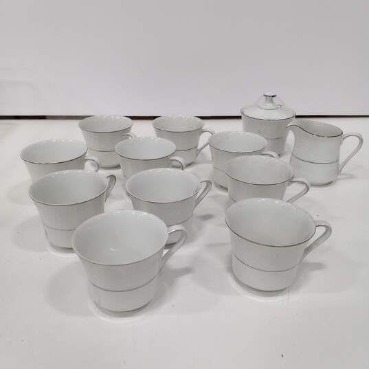 Style House Fine China Brocade Tea Set: 10 Tea Cups, Cream And Sugar Set image number 1